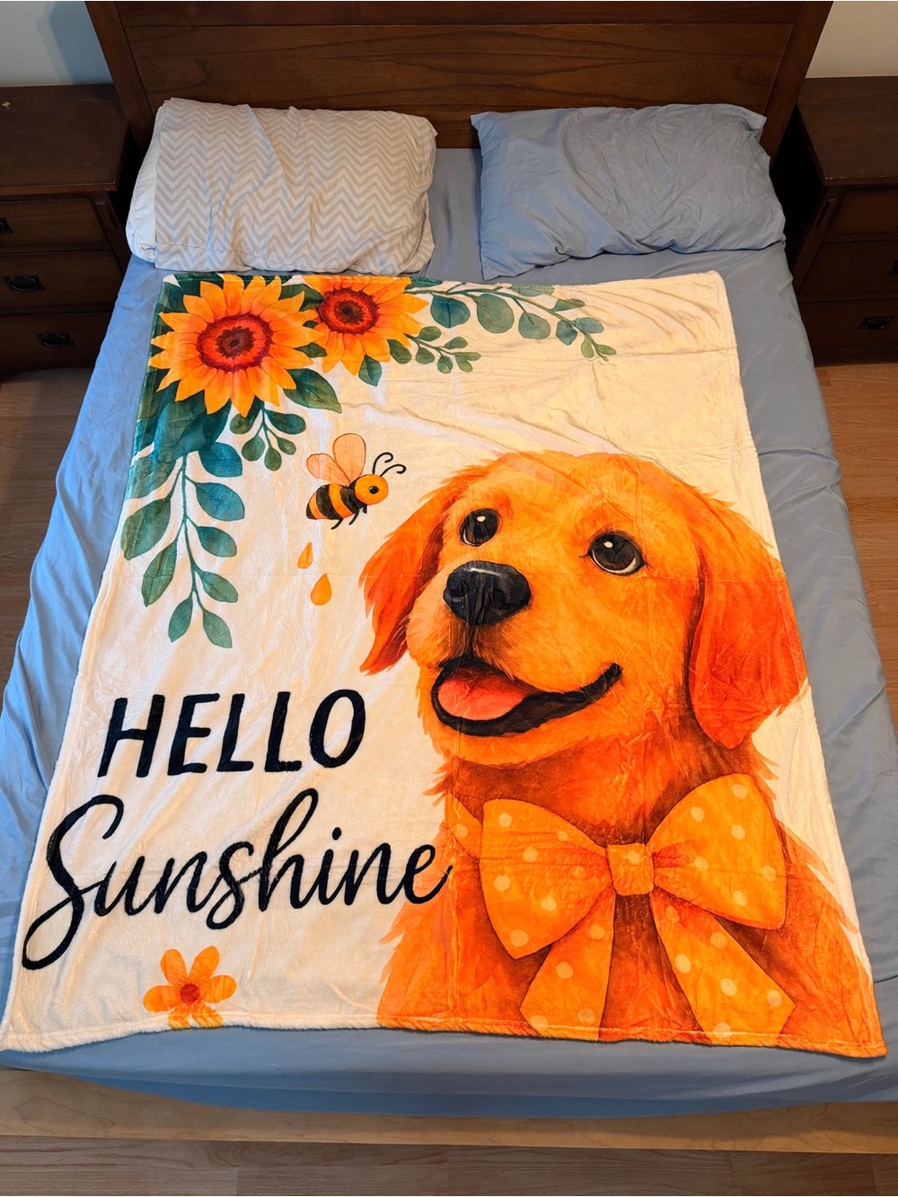 Hello Sunshine Orange Dog Plush Throw Blanket